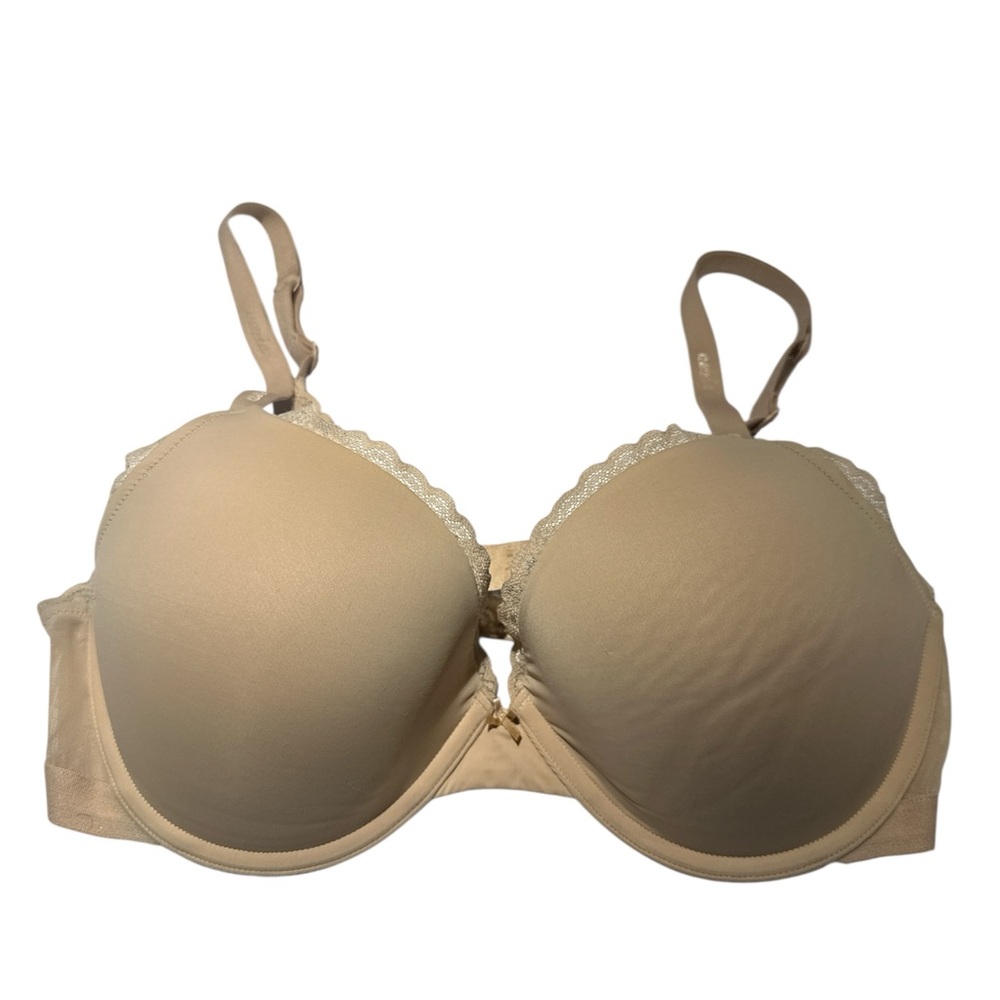Aerie Bra Beige  Lace Trim Underwire 34DD Soft Material